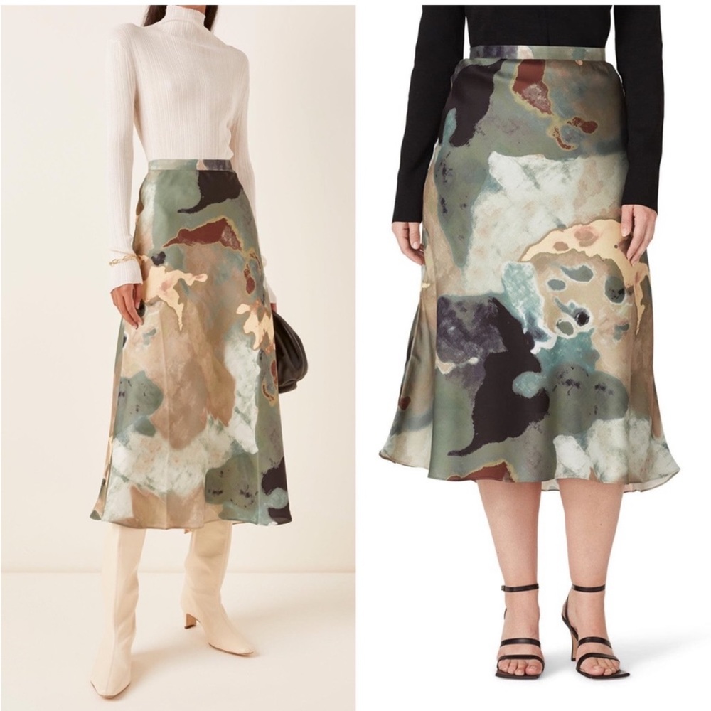 Beaufille Crepe de Cheine abstract skirt size 2